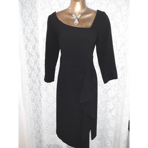 NWT Nanette Lepore Asymmetrical CAN CAN Side Ruffle Midi Dress MSRP $378 - Picture 1 of 9